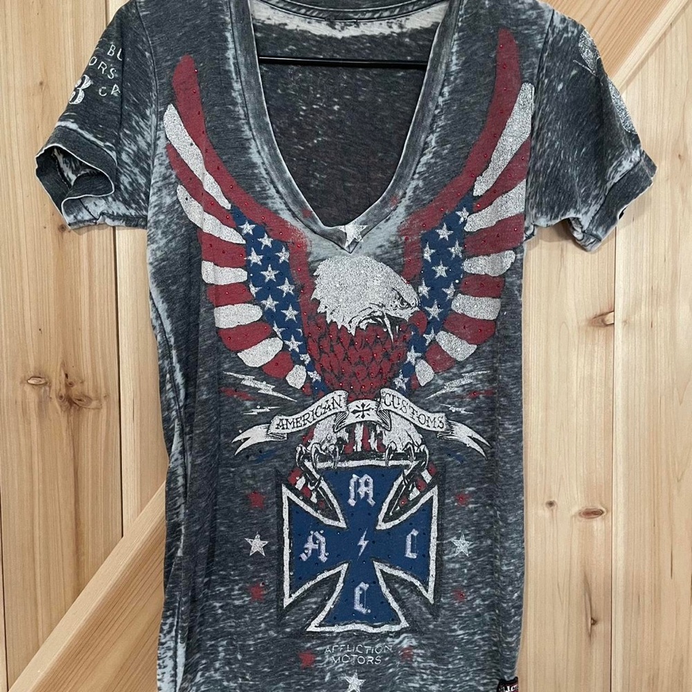 Women’s Affliction American Customs Motors Tunic Top Kill Devil Hills, Large